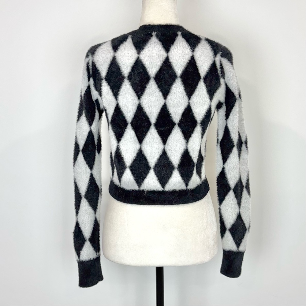 Twik argyle harlequin fuzzy cardigan - Picture 5 of 7